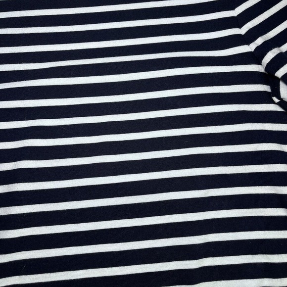 Beach Lunch Lounge Striped Top Ruffle Tulle Cuff Preppy Navy White Size Medium - Picture 10 of 11